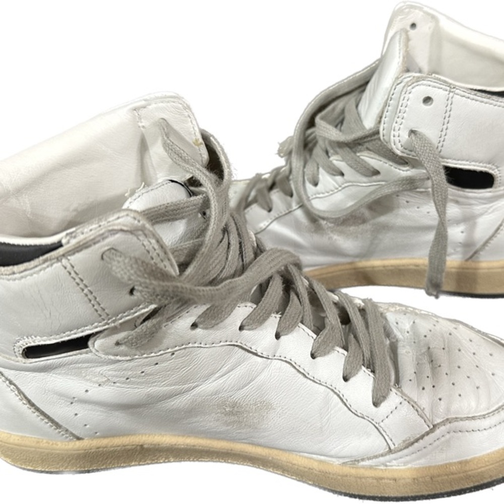 Golden Goose White High-Top Sneakers with Gray Laces and Tan Accents - Picture 4 of 6